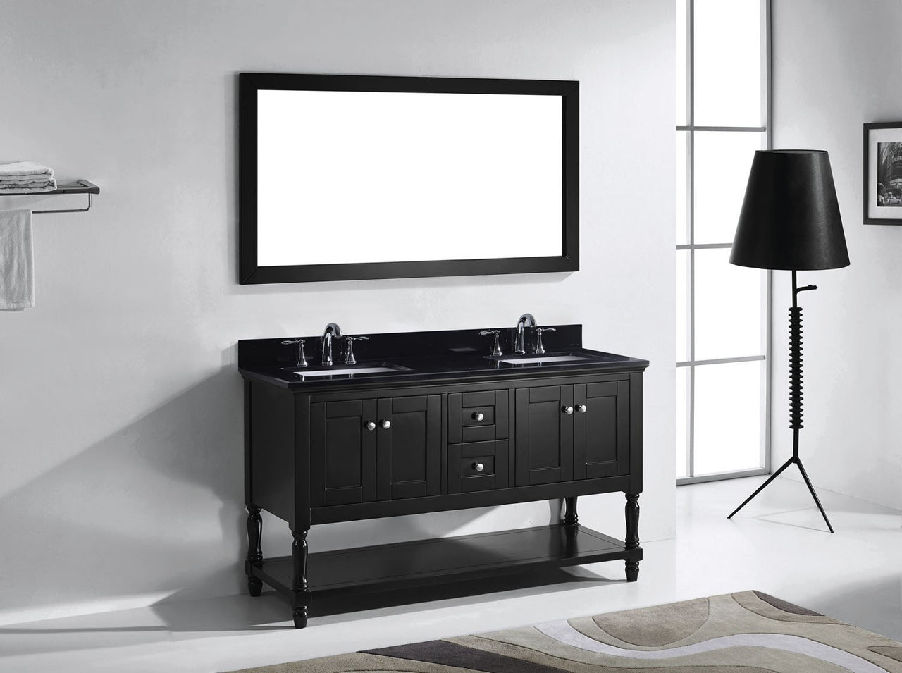 Virtu USA Julianna 60" Double Square Sink Espresso Top Vanity with Mirror Vanity Virtu USA 