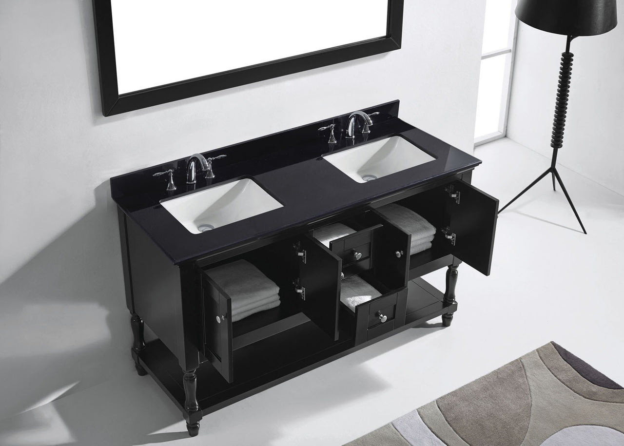 Virtu USA Julianna 60" Double Square Sink Espresso Top Vanity with Mirror Vanity Virtu USA 