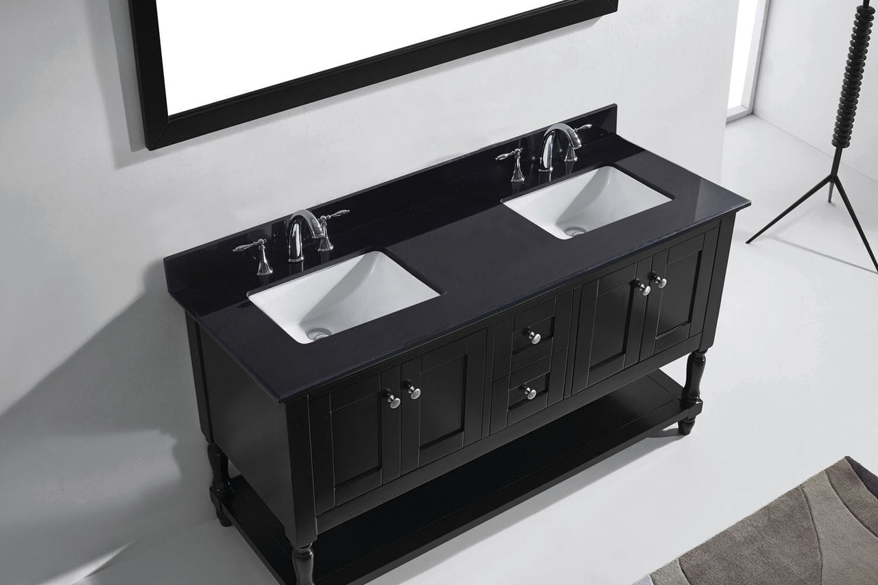 Virtu USA Julianna 60" Double Square Sink Espresso Top Vanity with Mirror Vanity Virtu USA 
