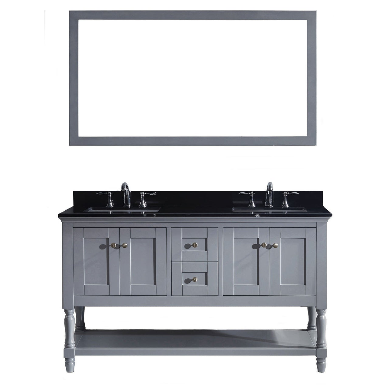 Virtu USA Julianna 60" Double Square Sink Grey Top Vanity in Grey with Mirror Vanity Virtu USA 