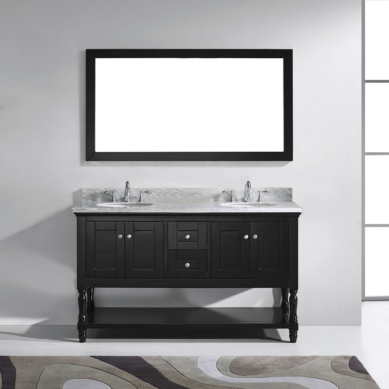 Virtu USA Julianna 60" Double Round Sink Espresso Top Vanity in Espresso with Mirror Vanity Virtu USA 