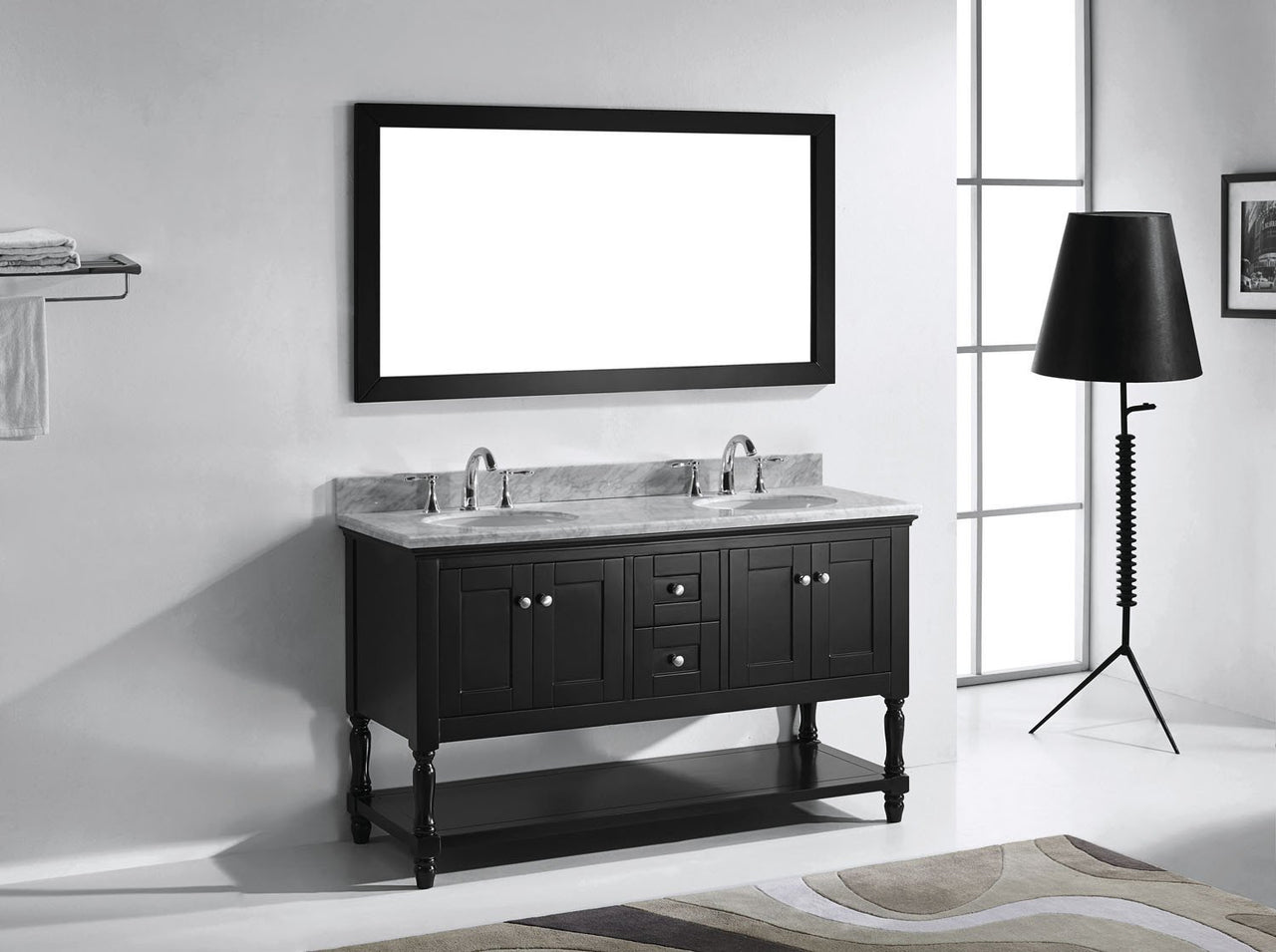 Virtu USA Julianna 60" Double Round Sink Espresso Top Vanity in Espresso with Mirror Vanity Virtu USA 