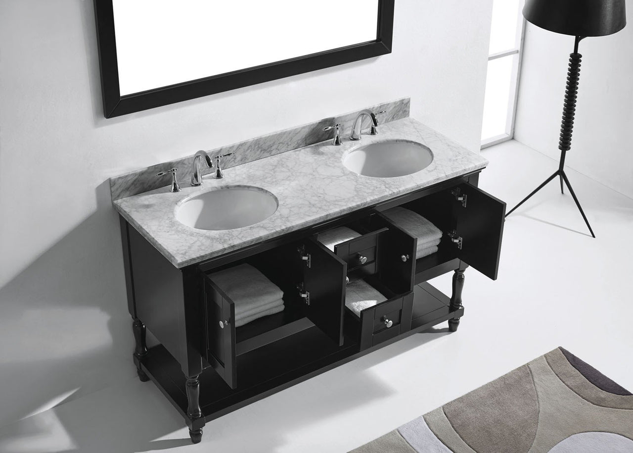 Virtu USA Julianna 60" Double Round Sink Espresso Top Vanity in Espresso with Mirror Vanity Virtu USA 