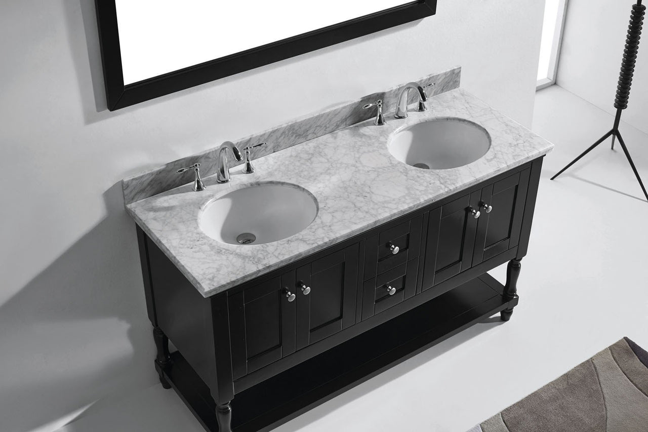 Virtu USA Julianna 60" Double Round Sink Espresso Top Vanity in Espresso with Mirror Vanity Virtu USA 