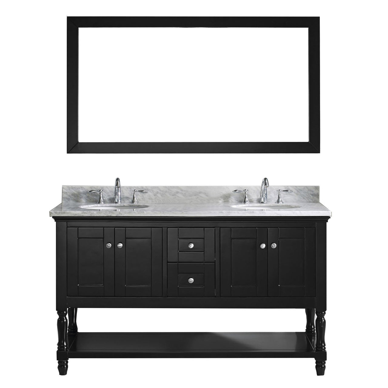 Virtu USA Julianna 60" Double Round Sink Espresso Top Vanity in Espresso with Mirror Vanity Virtu USA 