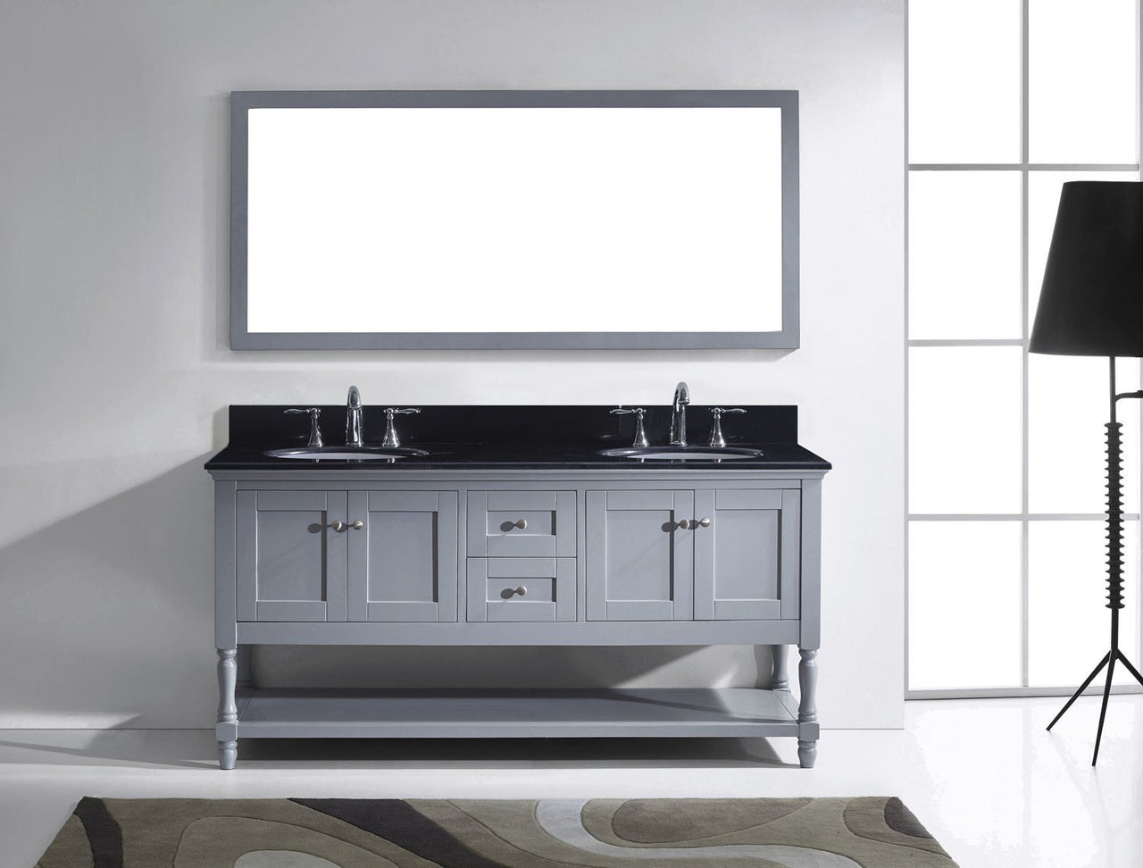 Virtu USA Julianna 72" Double Round Sink Grey Top Vanity in Grey with Mirror Vanity Virtu USA 