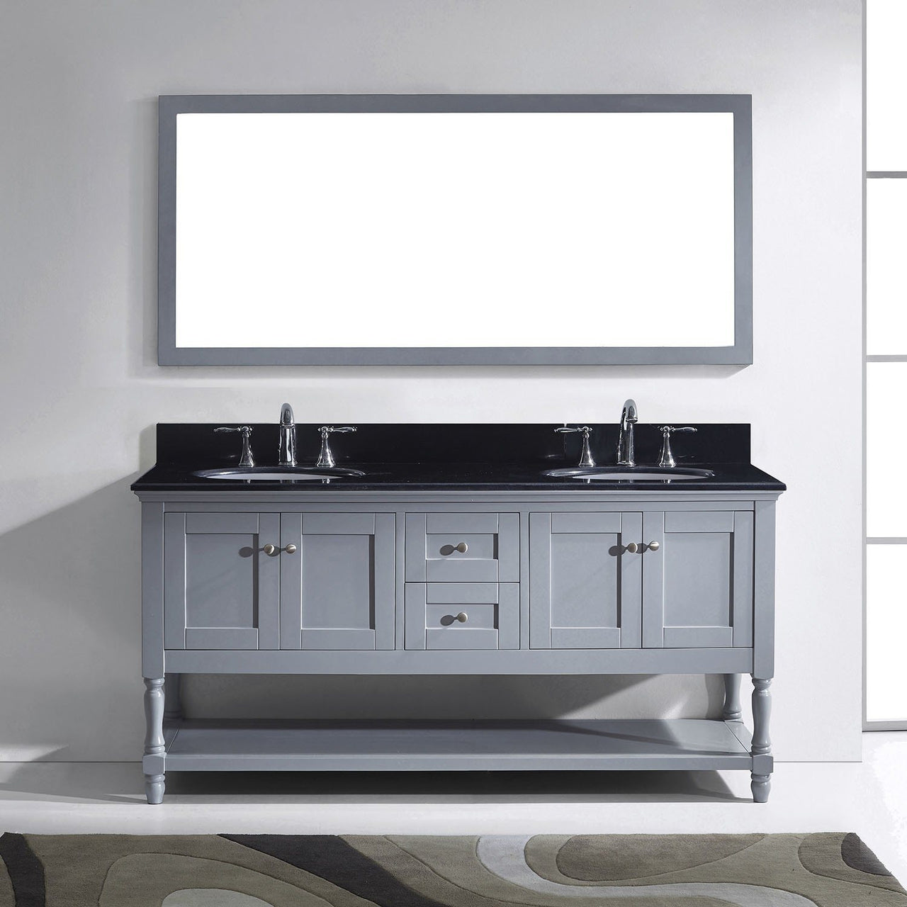 Virtu USA Julianna 72" Double Round Sink Grey Top Vanity in Grey with Mirror Vanity Virtu USA 