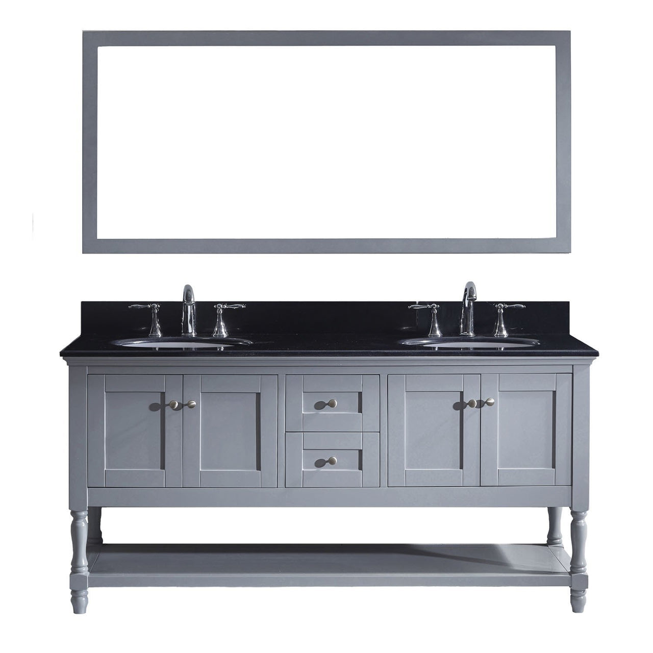 Virtu USA Julianna 72" Double Round Sink Grey Top Vanity in Grey with Mirror Vanity Virtu USA 