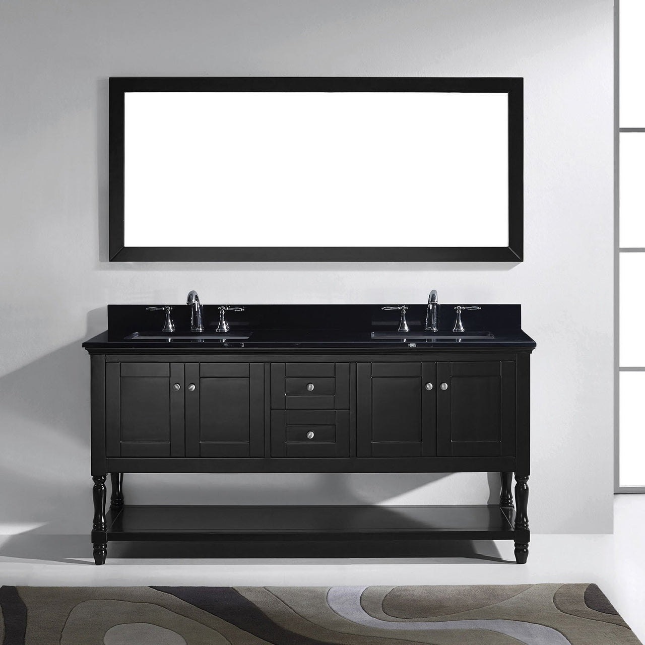 Virtu USA Julianna 72" Double Square Sink Espresso Top Vanity in Espresso with Mirror Vanity Virtu USA 