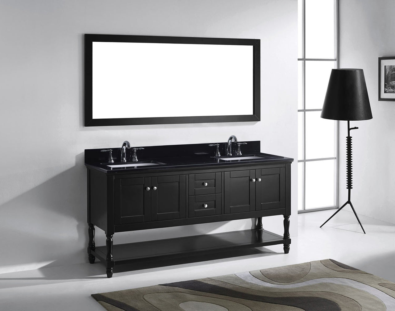 Virtu USA Julianna 72" Double Square Sink Espresso Top Vanity in Espresso with Mirror Vanity Virtu USA 