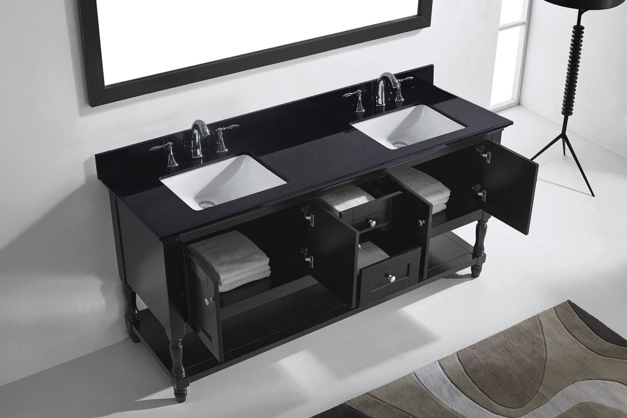 Virtu USA Julianna 72" Double Square Sink Espresso Top Vanity in Espresso with Mirror Vanity Virtu USA 