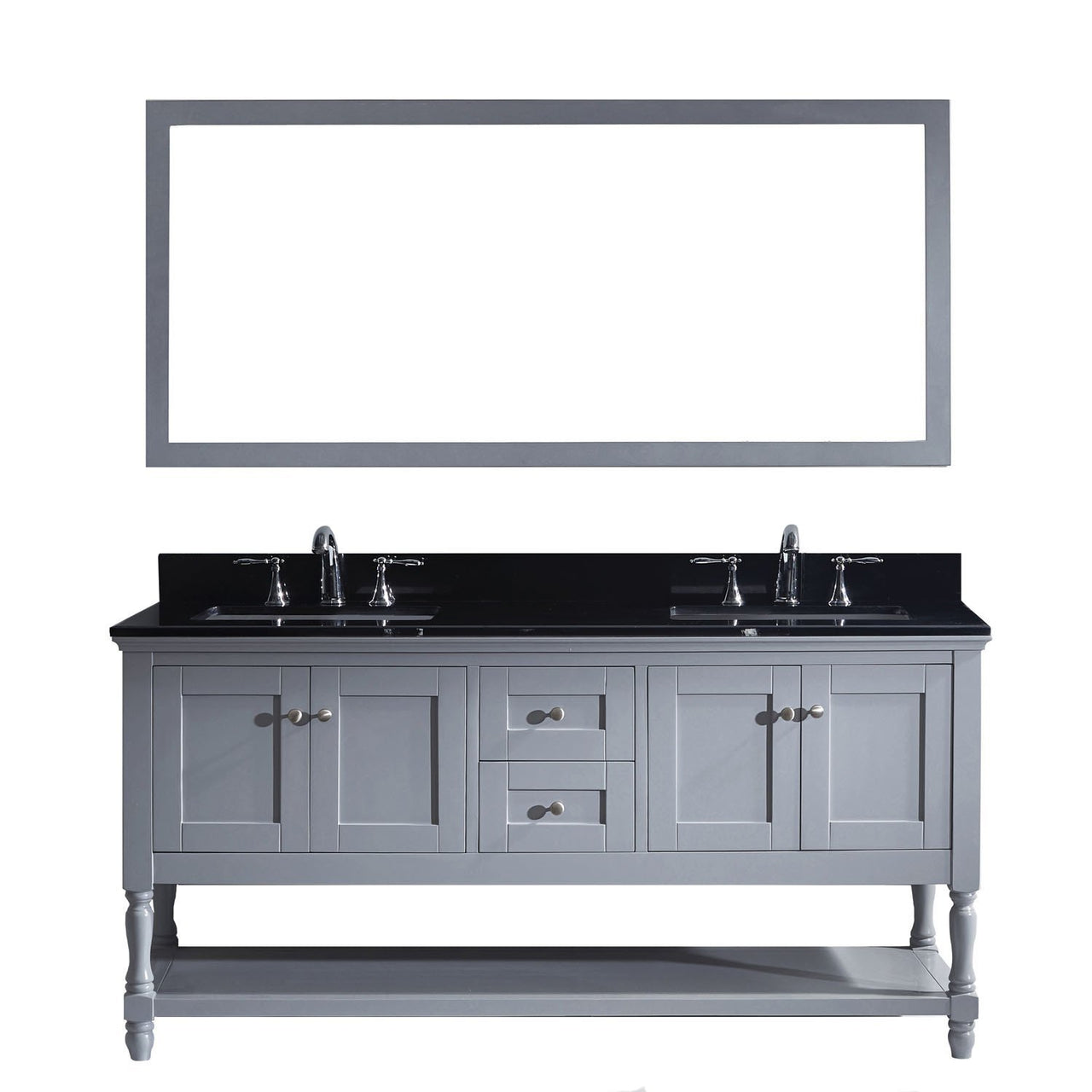 Virtu USA Julianna 72" Double Square Sink Grey Top Vanity in Grey with Mirror Vanity Virtu USA 