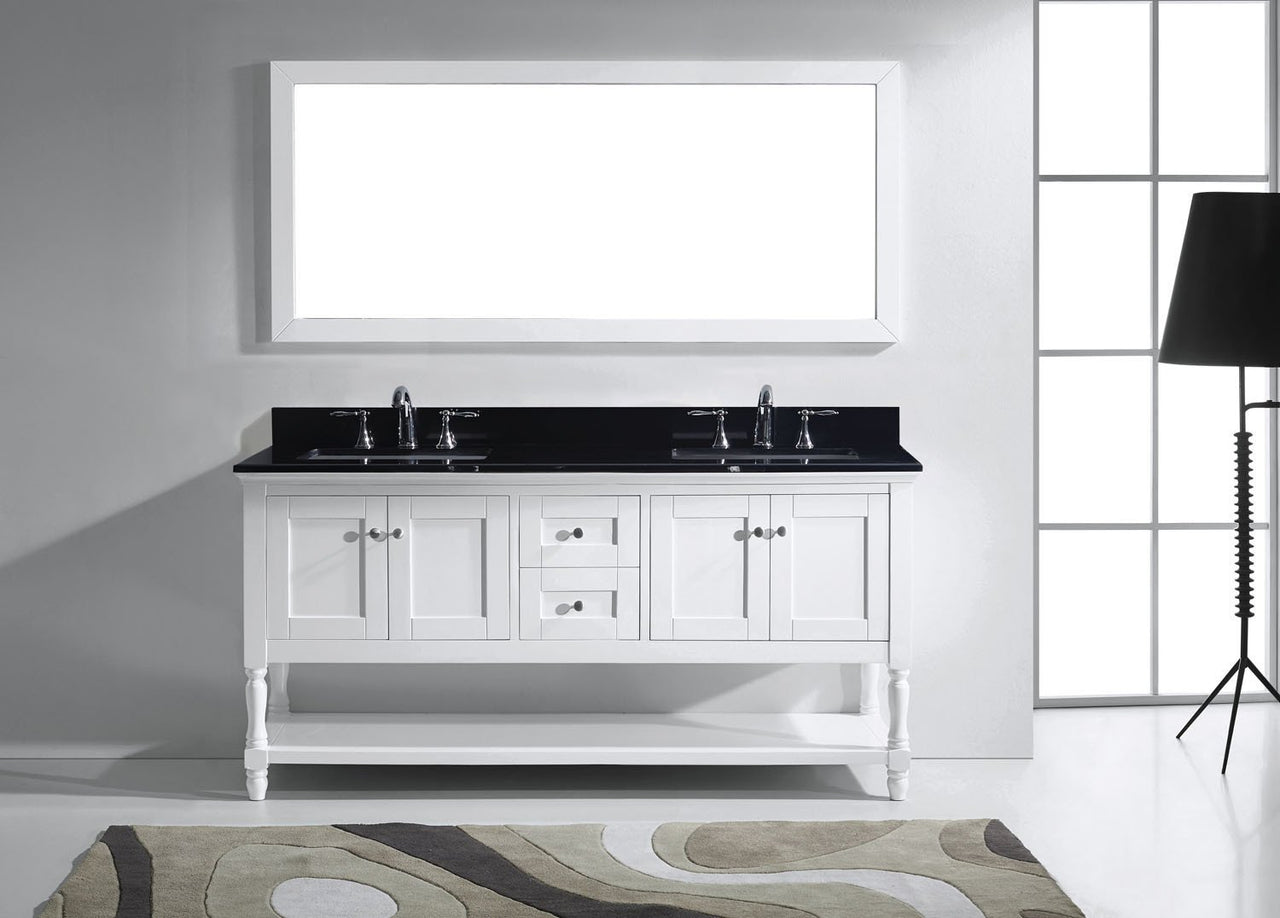 Virtu USA Julianna 72" Double Square Sink White Top Vanity in White with Mirror Vanity Virtu USA 