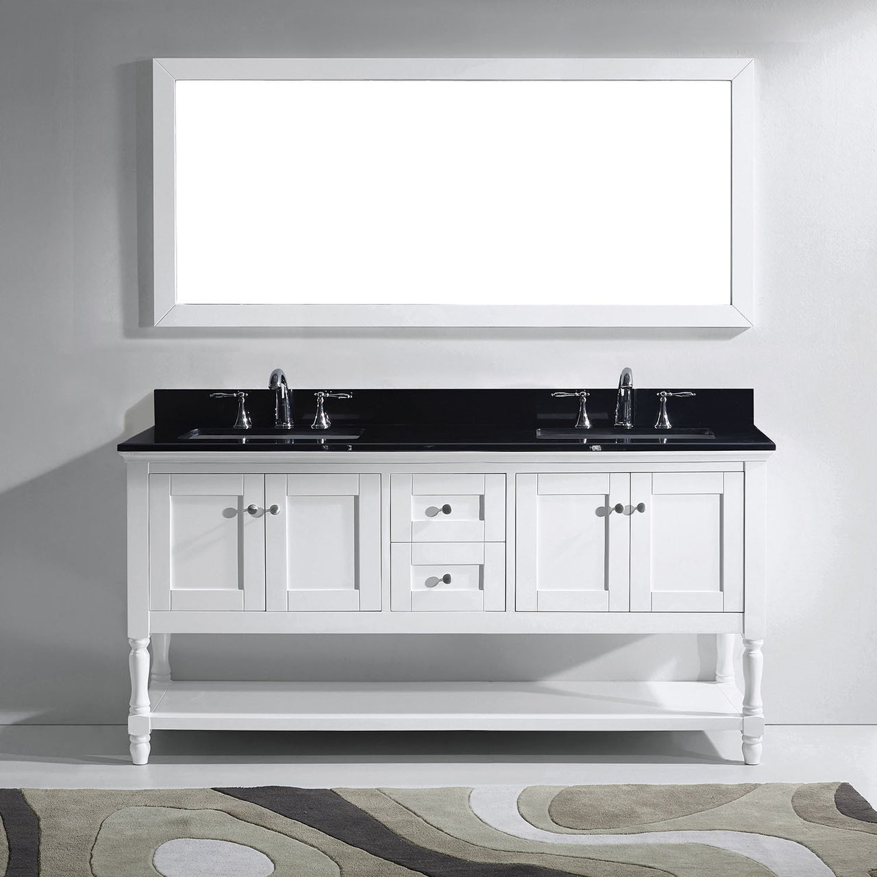 Virtu USA Julianna 72" Double Square Sink White Top Vanity in White with Mirror Vanity Virtu USA 