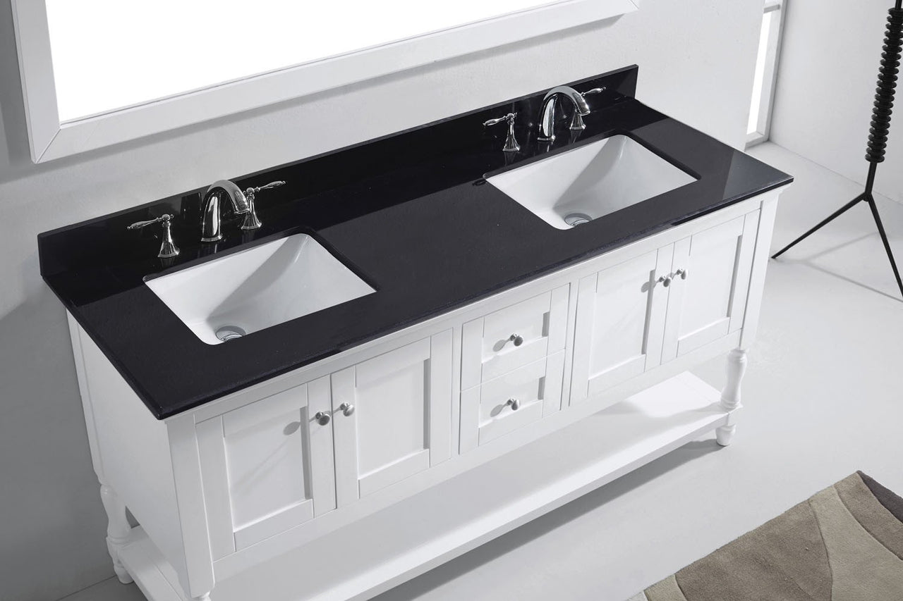 Virtu USA Julianna 72" Double Square Sink White Top Vanity in White with Mirror Vanity Virtu USA 