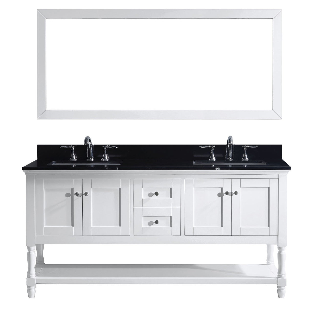 Virtu USA Julianna 72" Double Square Sink White Top Vanity in White with Mirror Vanity Virtu USA 