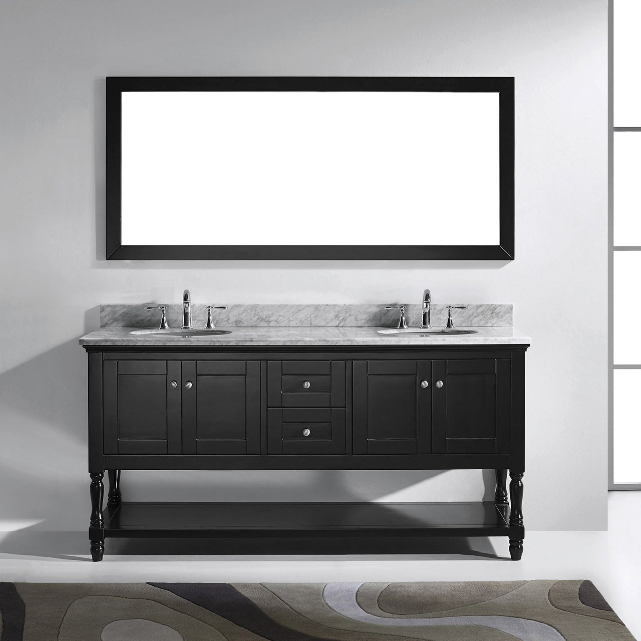 Virtu USA Julianna 72" Double Round Sink Espresso Top Vanity with Mirror Vanity Virtu USA 