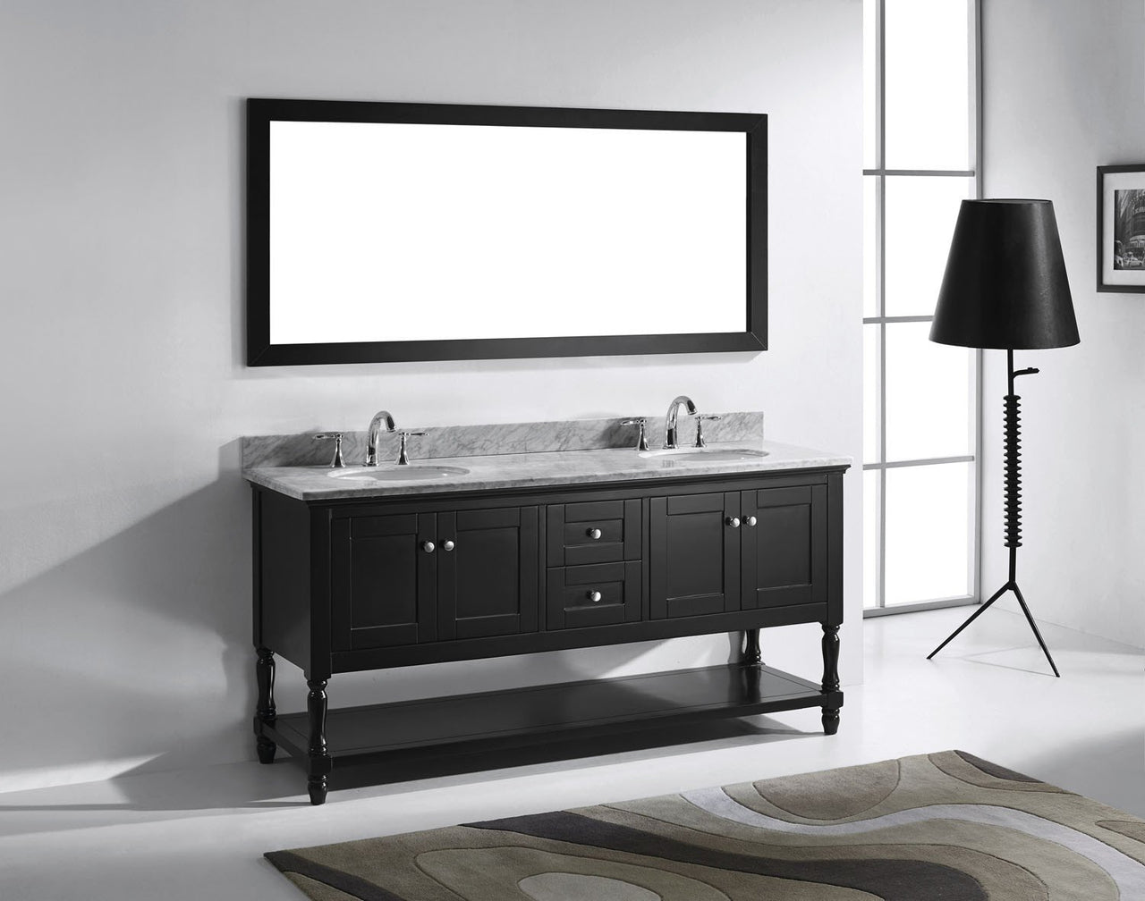 Virtu USA Julianna 72" Double Round Sink Espresso Top Vanity with Mirror Vanity Virtu USA 