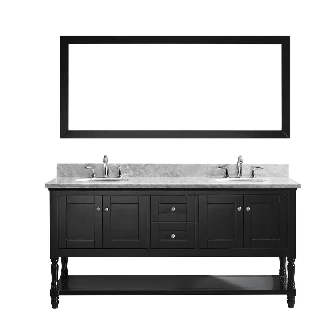 Virtu USA Julianna 72" Double Round Sink Espresso Top Vanity with Mirror Vanity Virtu USA 