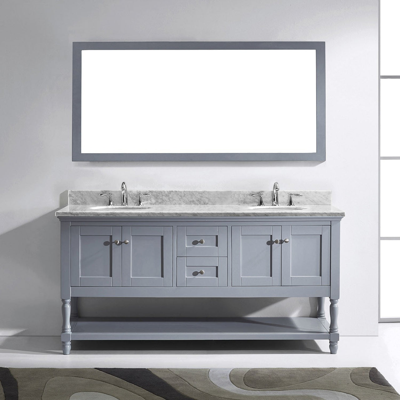 Virtu USA Julianna 72" Double Round Sink Grey Top Vanity in Grey with Mirror Vanity Virtu USA 