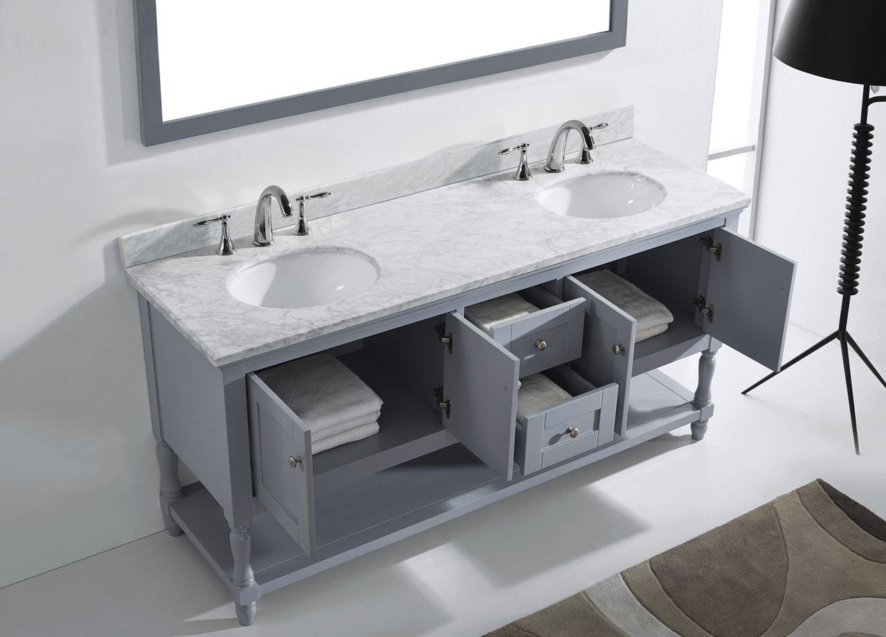 Virtu USA Julianna 72" Double Round Sink Grey Top Vanity in Grey with Mirror Vanity Virtu USA 