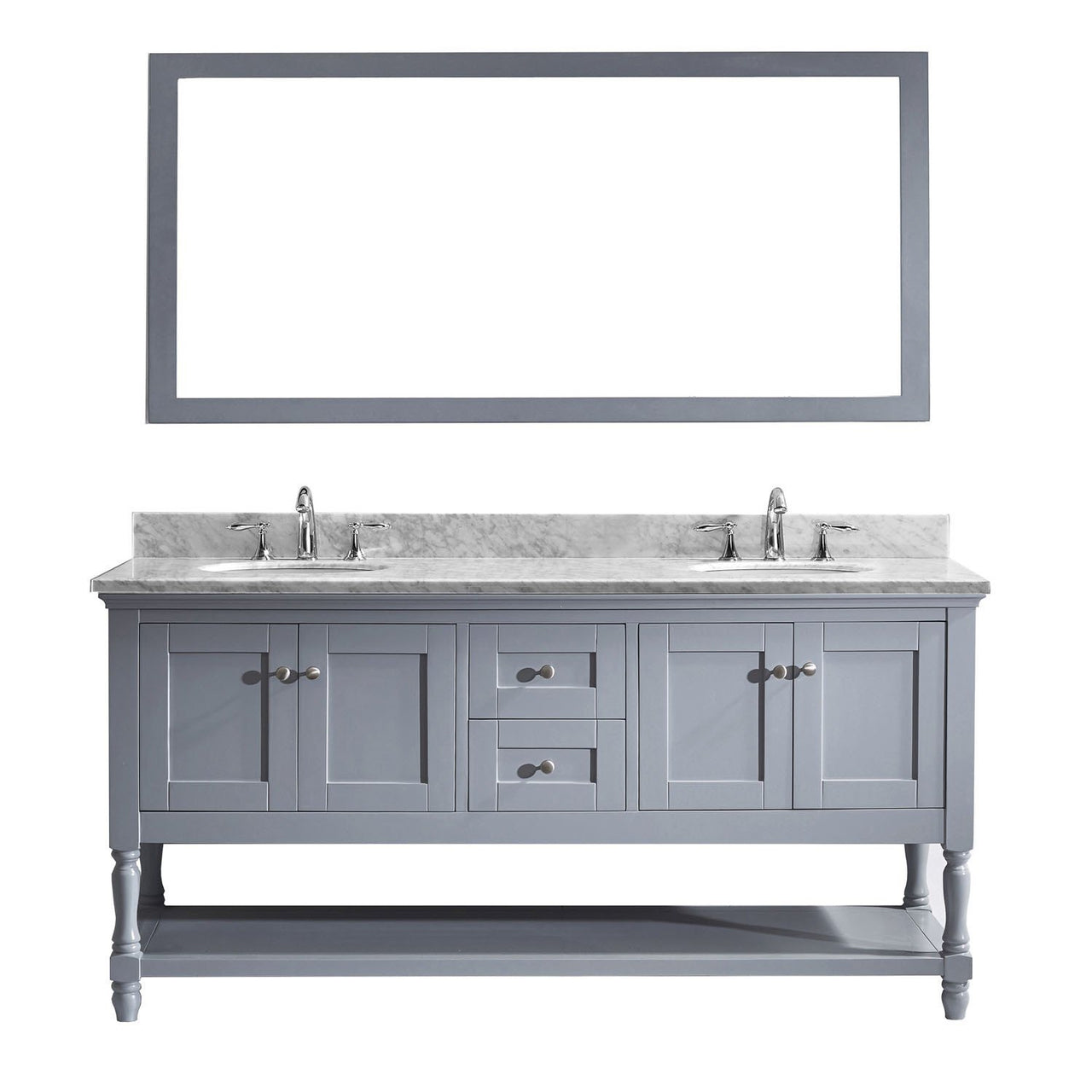 Virtu USA Julianna 72" Double Round Sink Grey Top Vanity in Grey with Mirror Vanity Virtu USA 