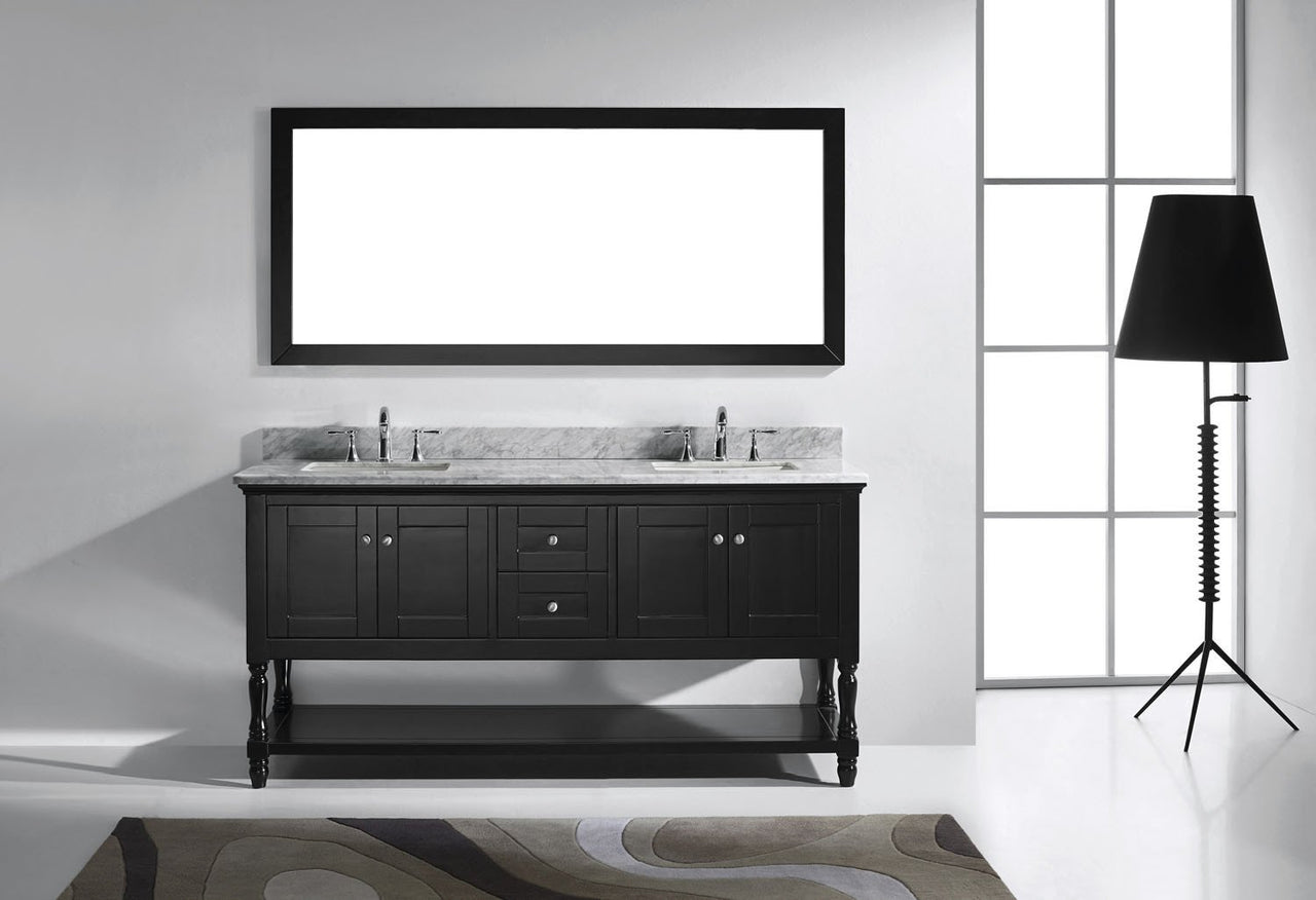 Virtu USA Julianna 72" Double Square Sink Espresso Top Vanity in Espresso with Mirror Vanity Virtu USA 