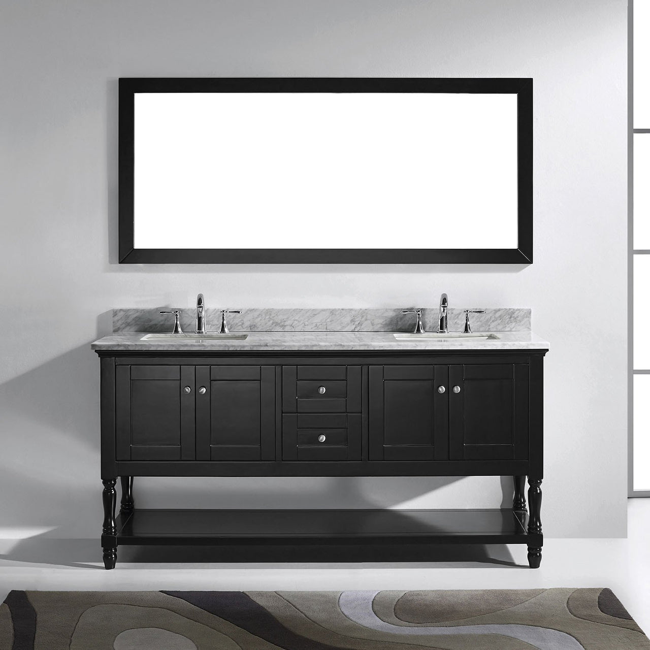 Virtu USA Julianna 72" Double Square Sink Espresso Top Vanity in Espresso with Mirror Vanity Virtu USA 