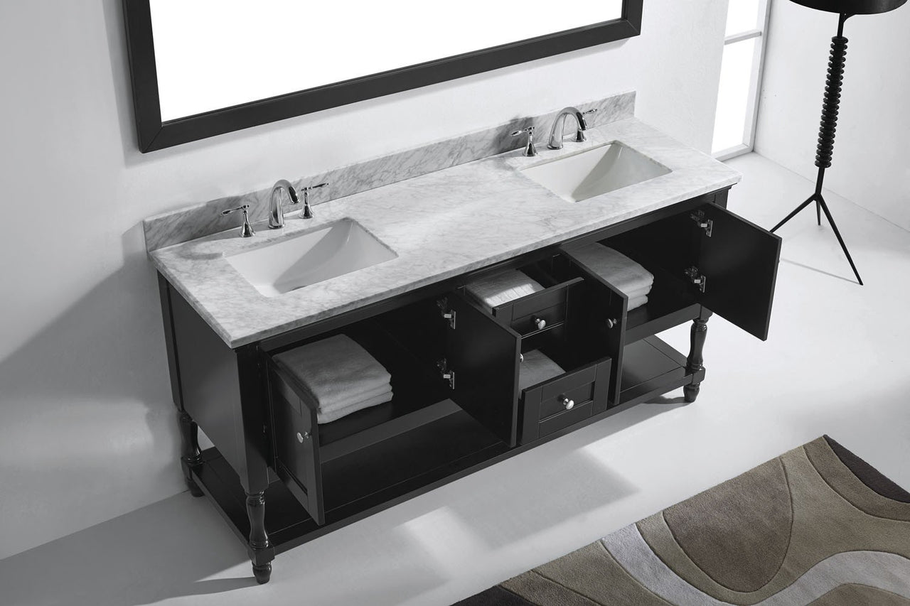 Virtu USA Julianna 72" Double Square Sink Espresso Top Vanity in Espresso with Mirror Vanity Virtu USA 