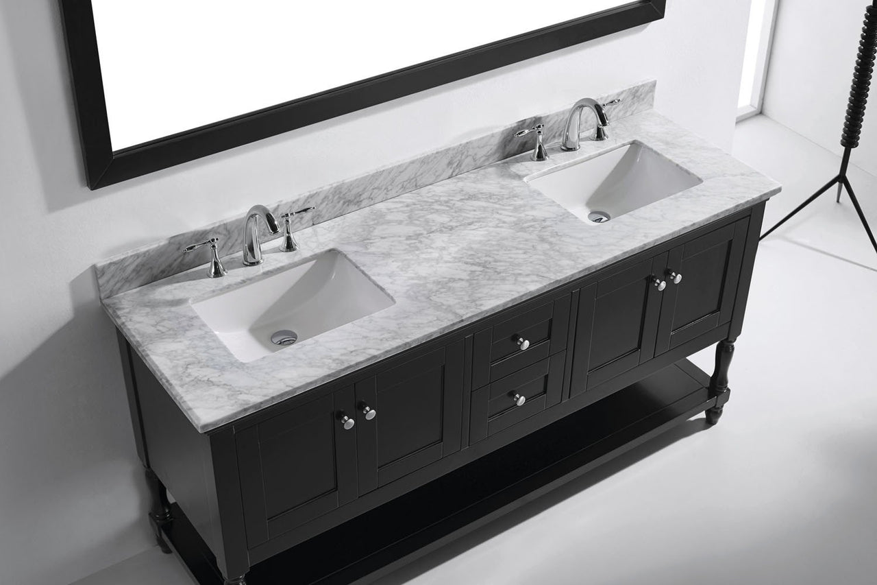 Virtu USA Julianna 72" Double Square Sink Espresso Top Vanity in Espresso with Mirror Vanity Virtu USA 