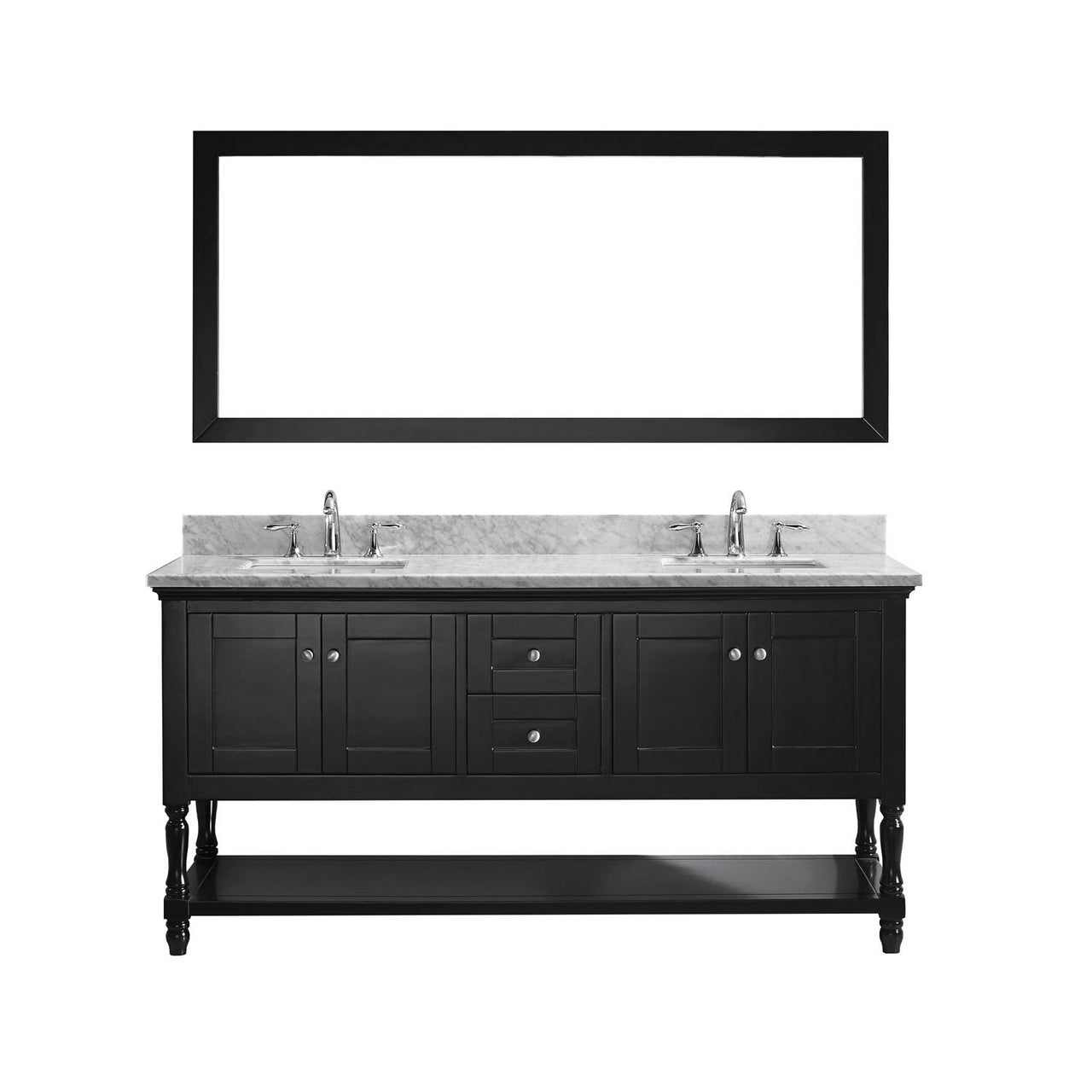 Virtu USA Julianna 72" Double Square Sink Espresso Top Vanity in Espresso with Mirror Vanity Virtu USA 