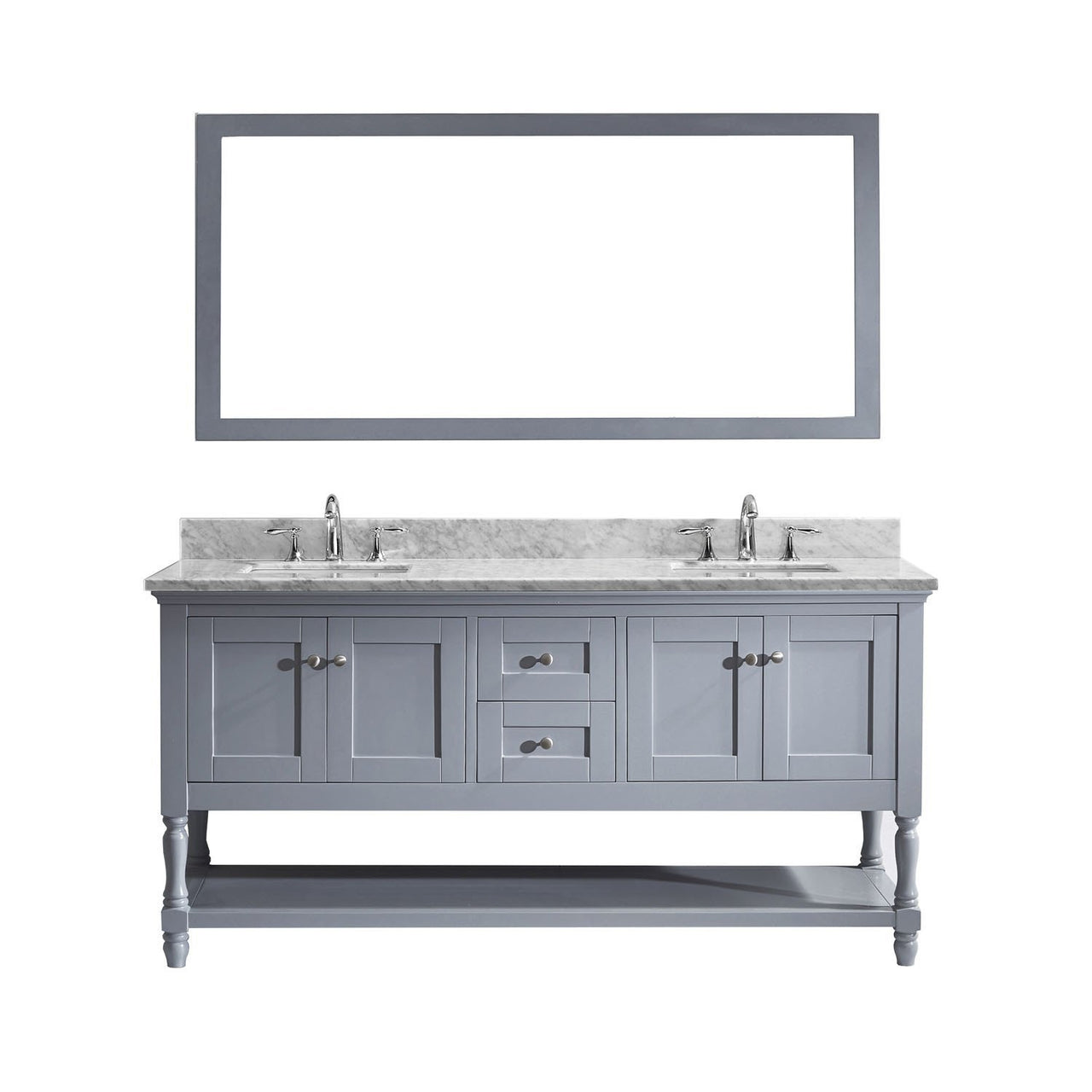 Virtu USA Julianna 72" Double Square Sink Grey Top Vanity in Grey with Mirror Vanity Virtu USA 