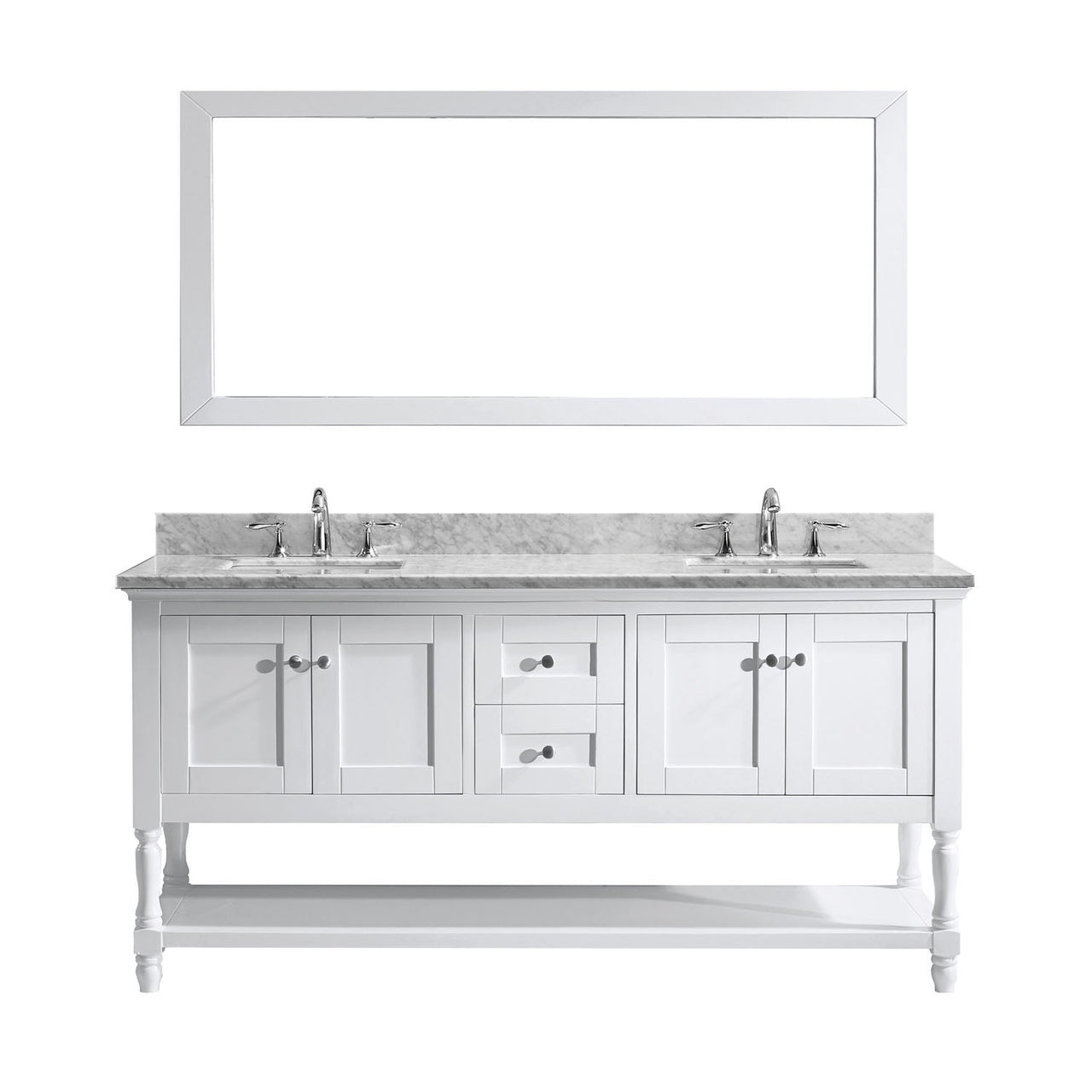 Virtu USA Julianna 72" Double Square Sink White Top Vanity in White with Mirror Vanity Virtu USA 