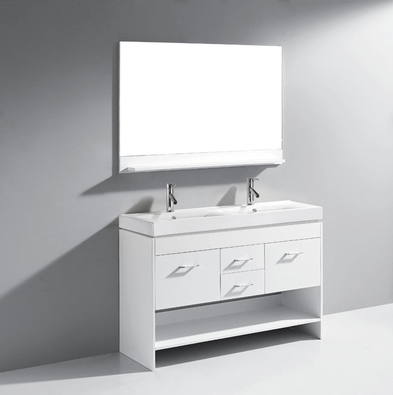 Virtu USA Gloria 48 Sink White Top Vanity Polished Chrome Faucet and Mirror Vanity Virtu USA 