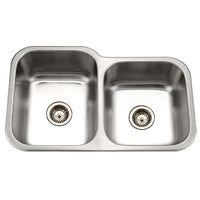 Thumbnail for Houzer Medallion Classic Series Undermount Stainless Steel 60/40 Double Bowl Kitchen Sink, Small Bowl Right Kitchen Sink - Undermount Houzer 