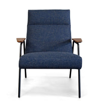 Thumbnail for Melbourne Modern Mid Century Lounge Chair with Walnut Wood Armrests and Black Steel Legs (Upholstered Seat ) Dining Chair Gingko 