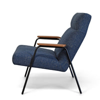 Thumbnail for Melbourne Modern Mid Century Lounge Chair with Walnut Wood Armrests and Black Steel Legs (Upholstered Seat ) Dining Chair Gingko 