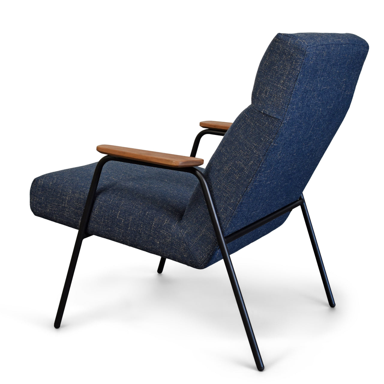 Melbourne Modern Mid Century Lounge Chair with Walnut Wood Armrests and Black Steel Legs (Upholstered Seat ) Dining Chair Gingko 