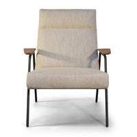 Thumbnail for Melbourne Modern Mid Century Lounge Chair with Walnut Wood Armrests and Black Steel Legs (Upholstered Seat ) Dining Chair Gingko 