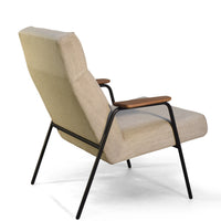 Thumbnail for Melbourne Modern Mid Century Lounge Chair with Walnut Wood Armrests and Black Steel Legs (Upholstered Seat ) Dining Chair Gingko 