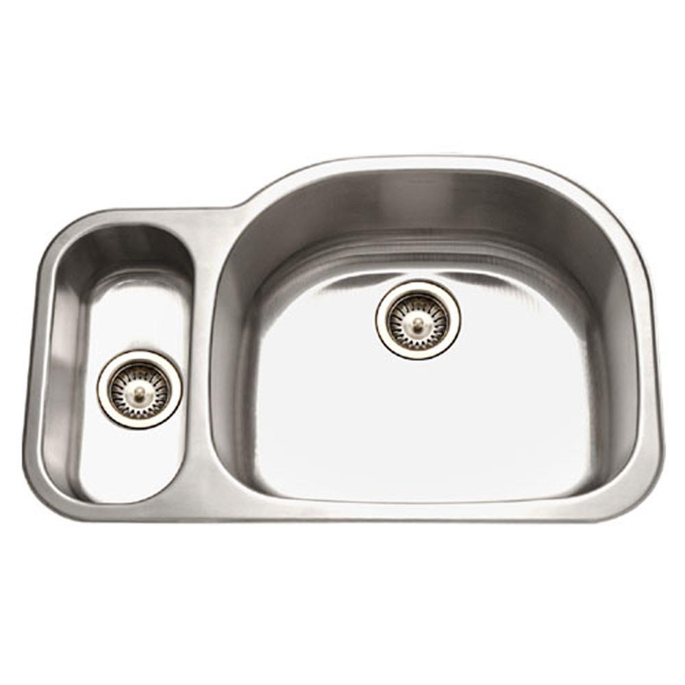 Houzer Medallion Designer Series Undermount Stainless Steel 70/30 Double Bowl Kitchen Sink, Small Bowl Left Kitchen Sink - Undermount Houzer 