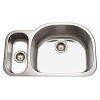 Thumbnail for Houzer Medallion Designer Series Undermount Stainless Steel 70/30 Double Bowl Kitchen Sink, Small Bowl Left Kitchen Sink - Undermount Houzer 