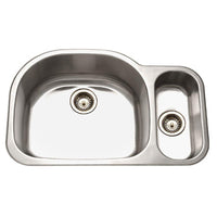 Thumbnail for Houzer Medallion Designer Series Undermount Stainless Steel 70/30 Double Bowl Kitchen Sink, Small Bowl Right Kitchen Sink - Undermount Houzer 