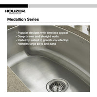 Thumbnail for Houzer Medallion Designer Series Undermount Stainless Steel 70/30 Double Bowl Kitchen Sink, Small Bowl Right Kitchen Sink - Undermount Houzer 