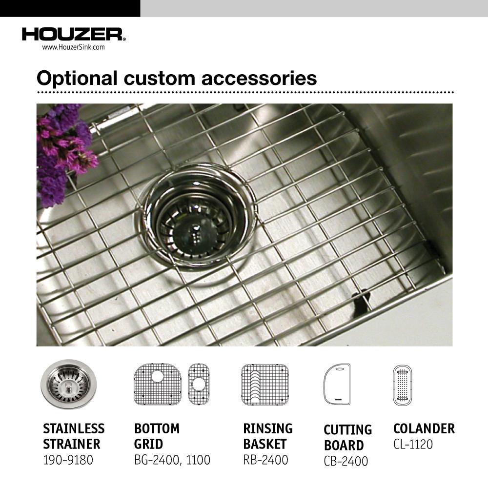 Houzer Medallion Designer Series Undermount Stainless Steel 70/30 Double Bowl Kitchen Sink, Small Bowl Right Kitchen Sink - Undermount Houzer 