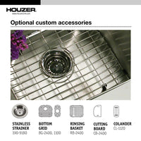 Thumbnail for Houzer Medallion Designer Series Undermount Stainless Steel 70/30 Double Bowl Kitchen Sink, Small Bowl Right Kitchen Sink - Undermount Houzer 