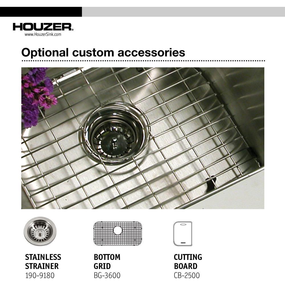 Houzer Medallion Gourmet Series Undermount Stainless Steel Large Single Bowl Kitchen Sink Kitchen Sink - Undermount Houzer 