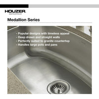 Thumbnail for Houzer Medallion Gourmet Series Undermount Stainless Steel Offset Single Bowl Kitchen Sink Kitchen Sink - Undermount Houzer 