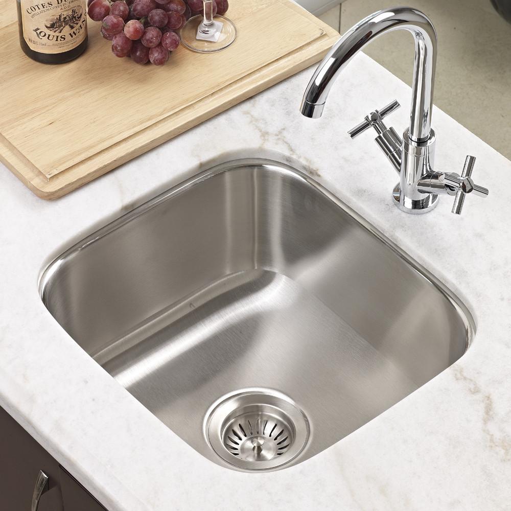 Houzer Club Series Undermount Stainless Steel Square Bowl Bar/Prep Sink Bar Sink - Undermount Houzer 