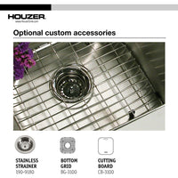 Thumbnail for Houzer Club Series Undermount Stainless Steel Square Bowl Bar/Prep Sink Bar Sink - Undermount Houzer 